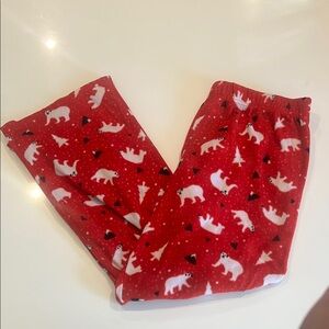 Fuzzy Red Polar Bear Pajama Pants